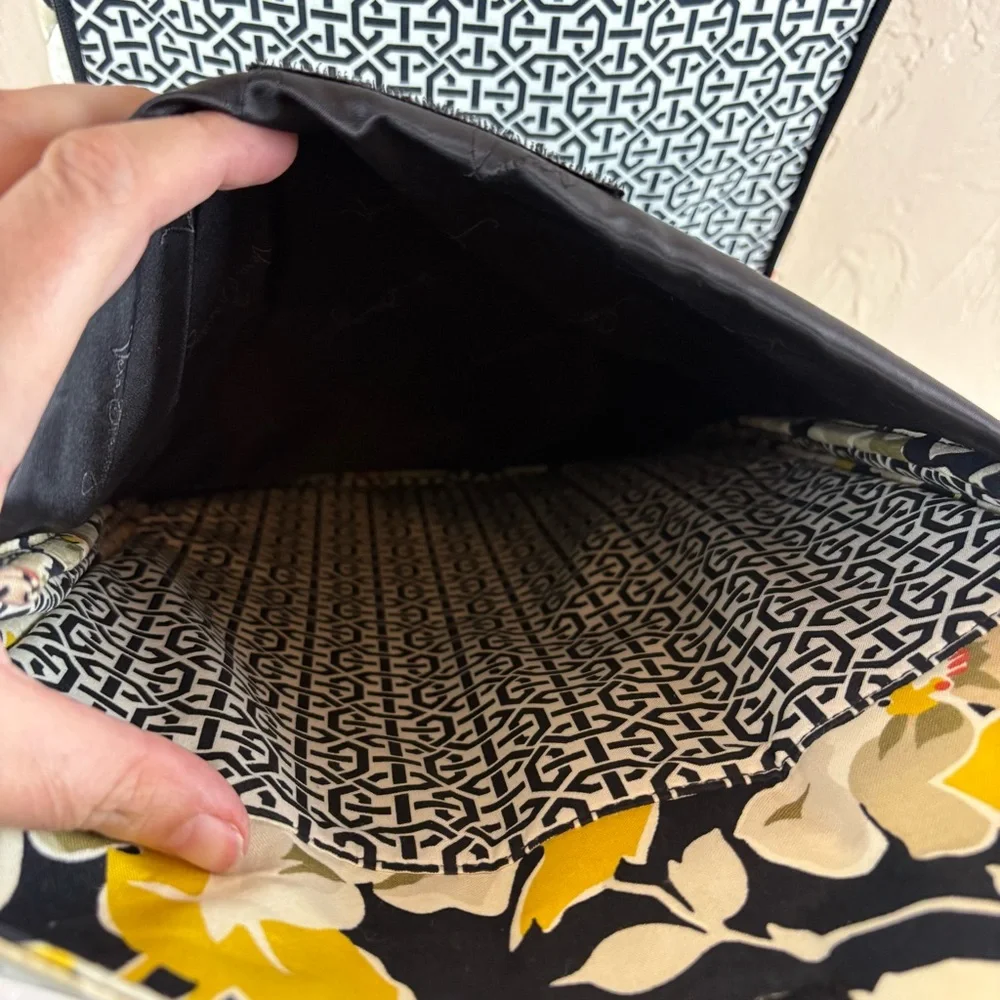 Vera Bradley Yellow and Black Floral Tote Bag Laptop Checkpoint Friendly Travel